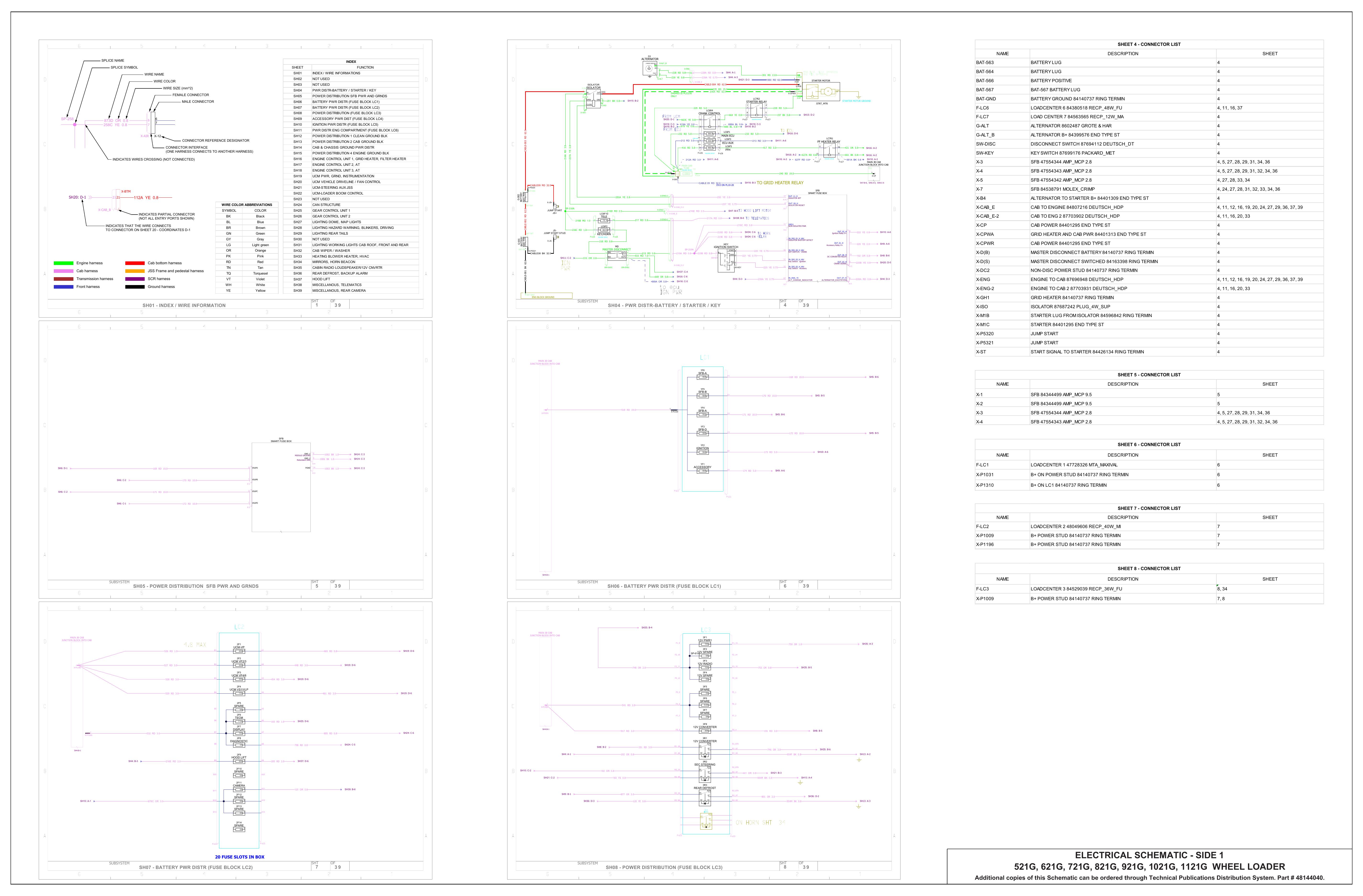 521G, 621G, 721G, 821G, 921G, 1021G, 1121G WHEEL LOADER ELECTRICAL SCHEMATIC